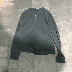 Buck Mason Shirt Mens XL Henly Black Preppy Faded Dark Gray Long Sleeve